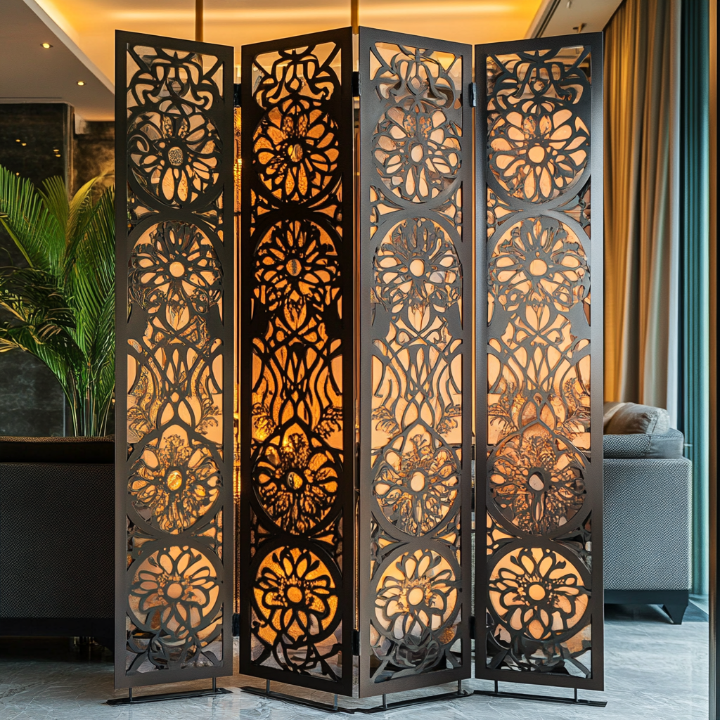 Biombo de aço estilo ornamental